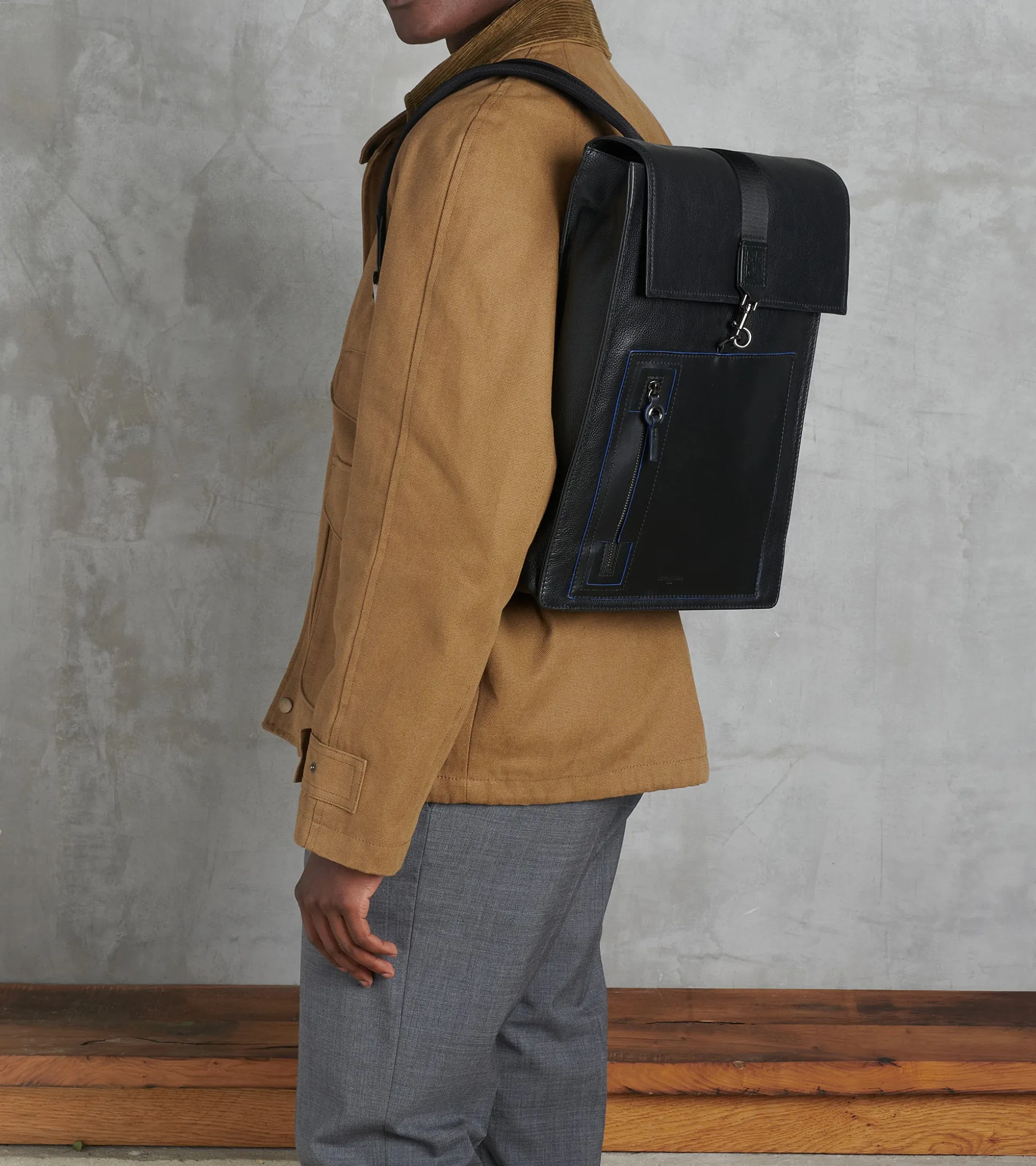 Sac à dos Alexis en cuir grainé - Black