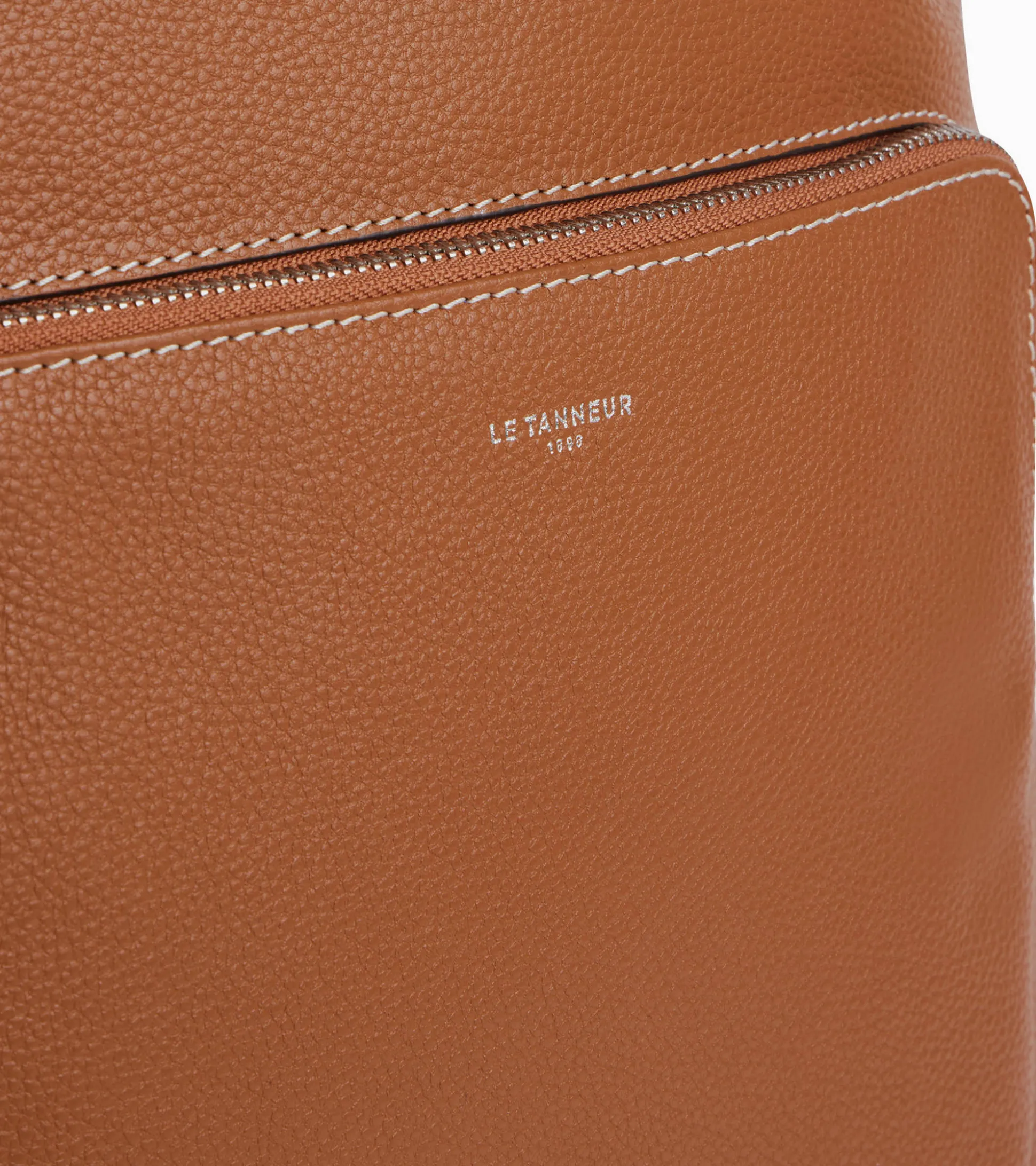 Sac à dos zippé business Sophie en cuir grainé - Brown Tan