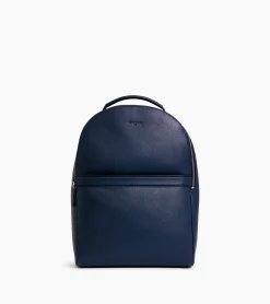 Sac à dos zippé Charles en cuir grainé - Bleu crépuscule