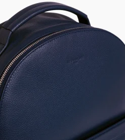 Sac à dos zippé Charles en cuir grainé - Bleu crépuscule