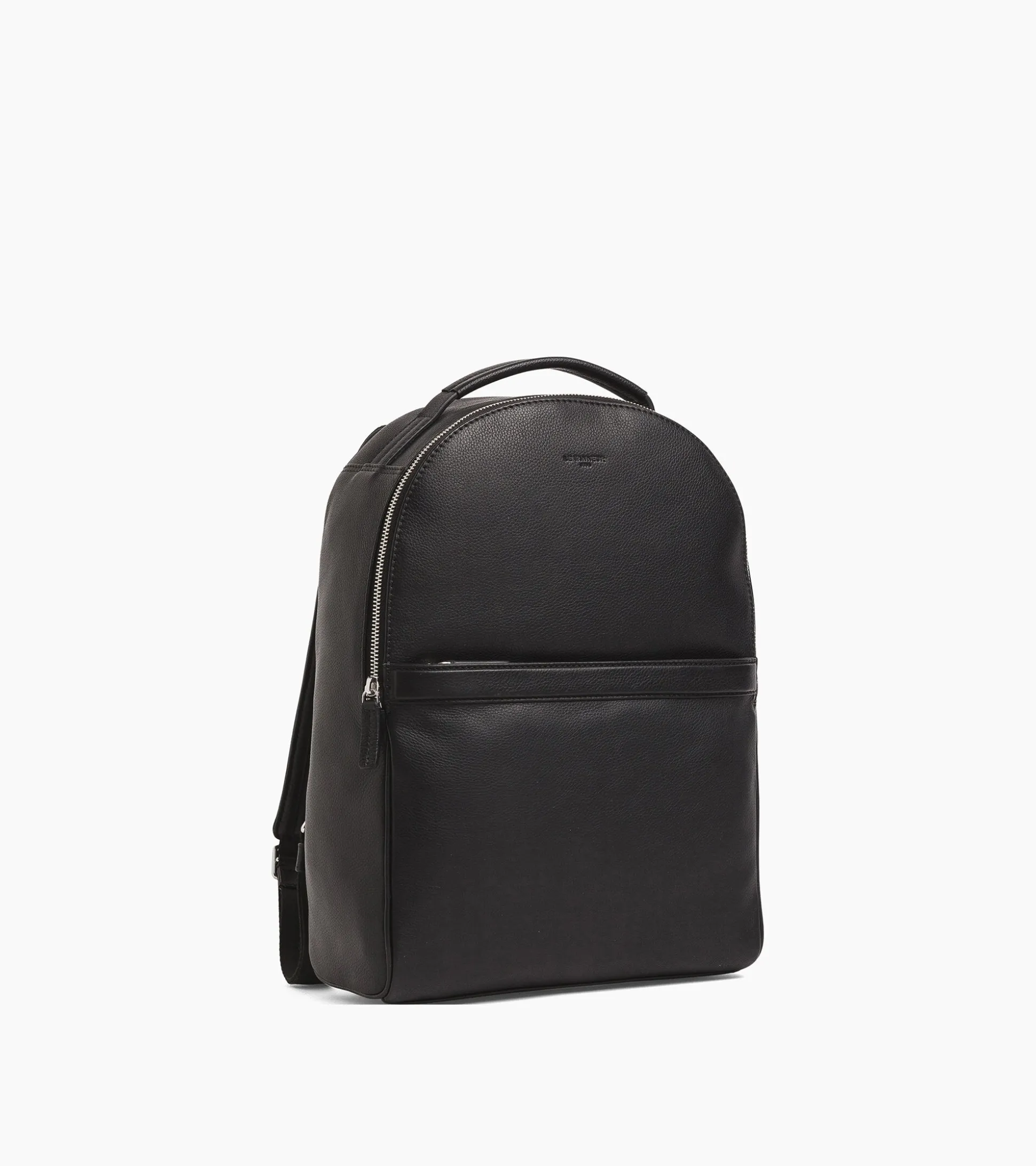 Sac à dos zippé Charles en cuir grainé - Black
