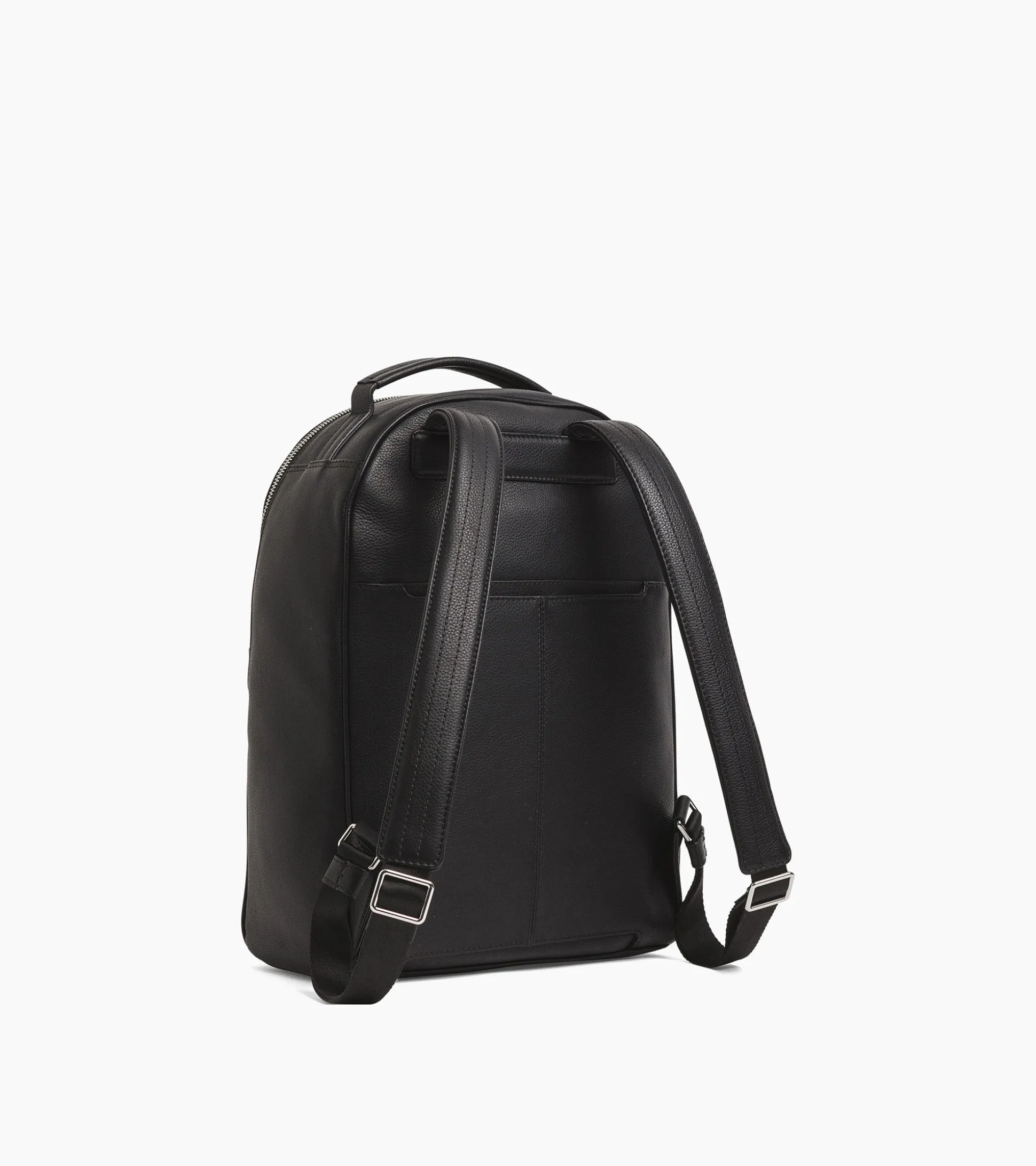 Sac à dos zippé Charles en cuir grainé - Black