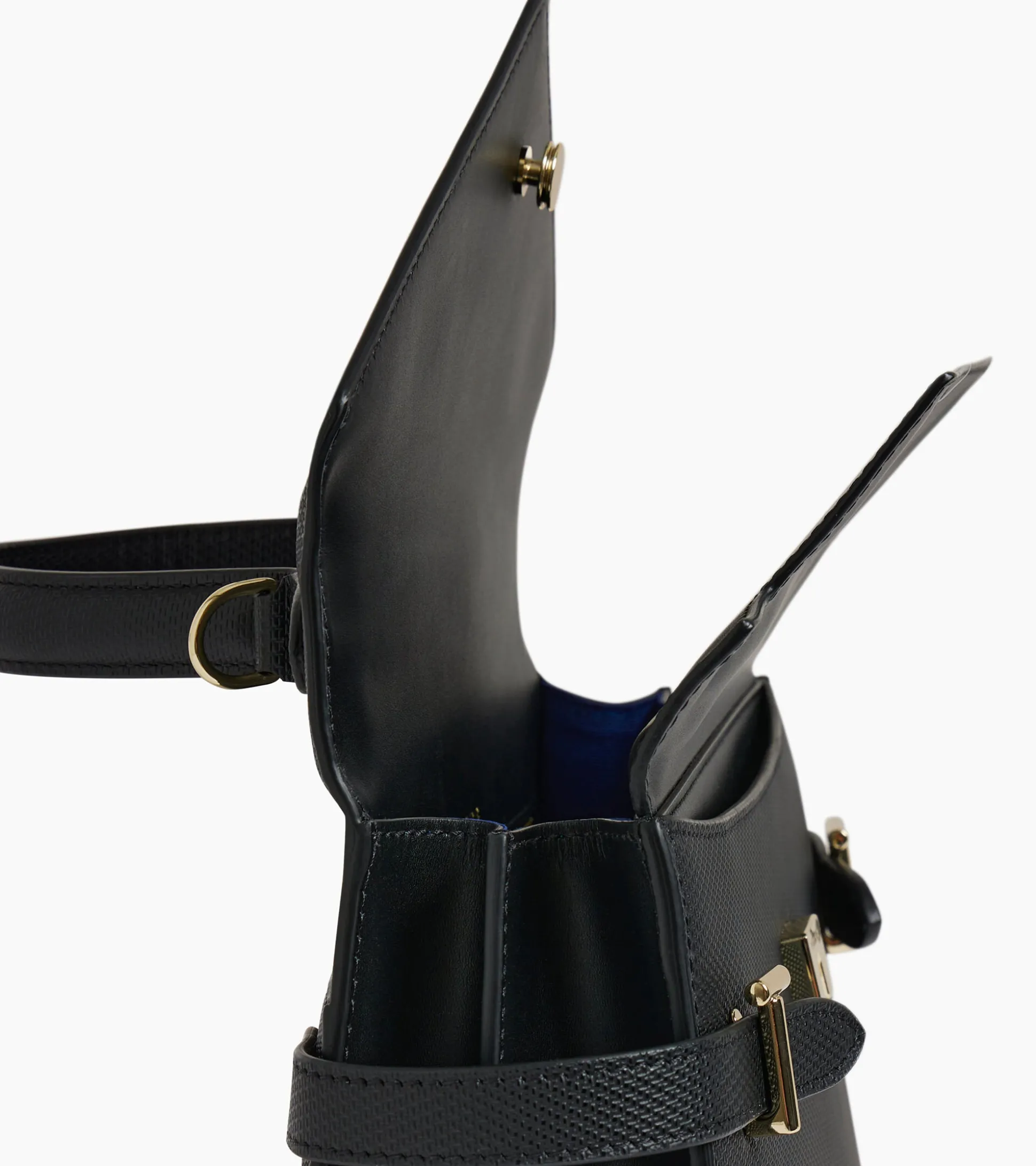 Sac à main double rabat moyen modèle Emilie en cuir signature T - Black