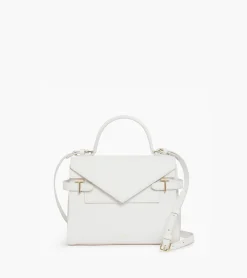 Sac à main double rabat moyen modèle Emilie en cuir signature T - Chalk White