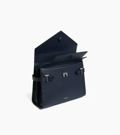 Sac à main double rabat moyen modèle Emilie en cuir grainé - Twilight Blue