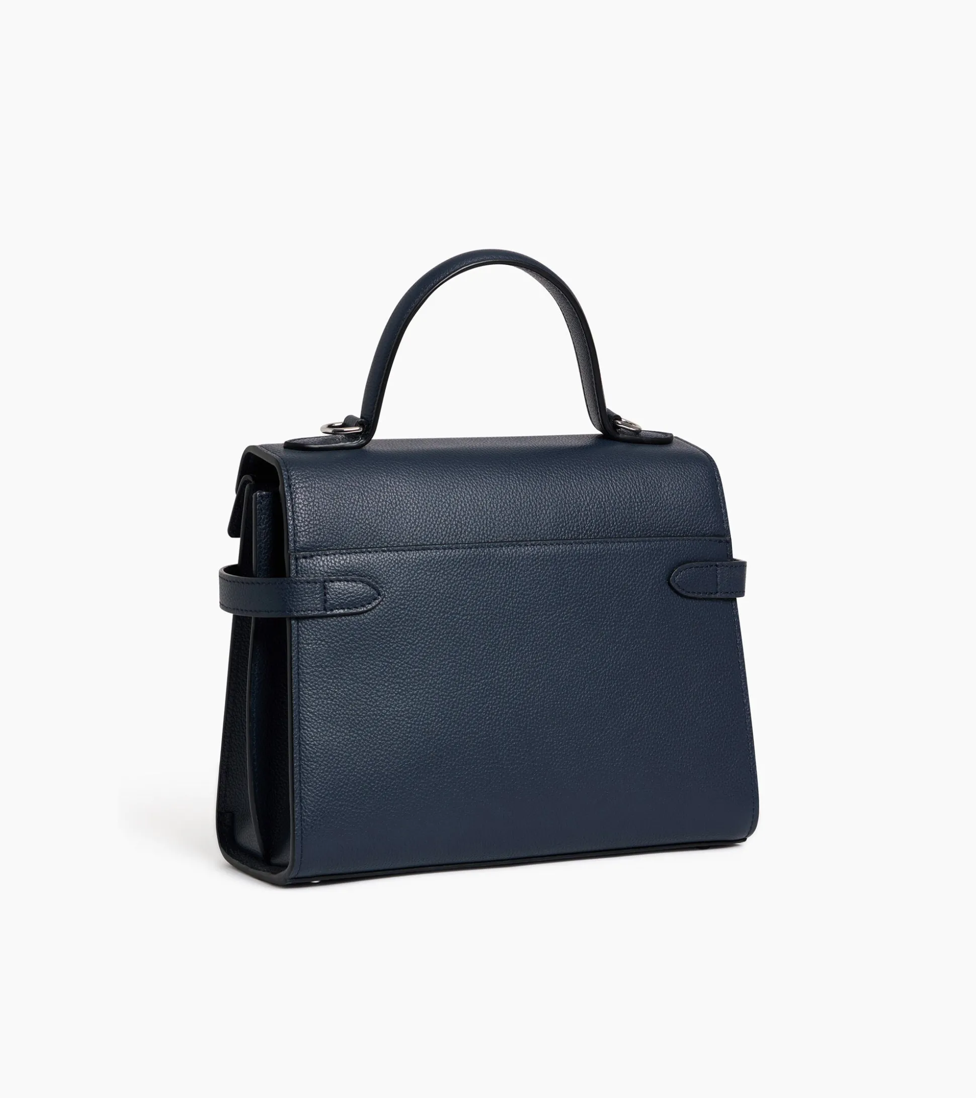 Sac à main double rabat moyen modèle Emilie en cuir grainé - Twilight Blue