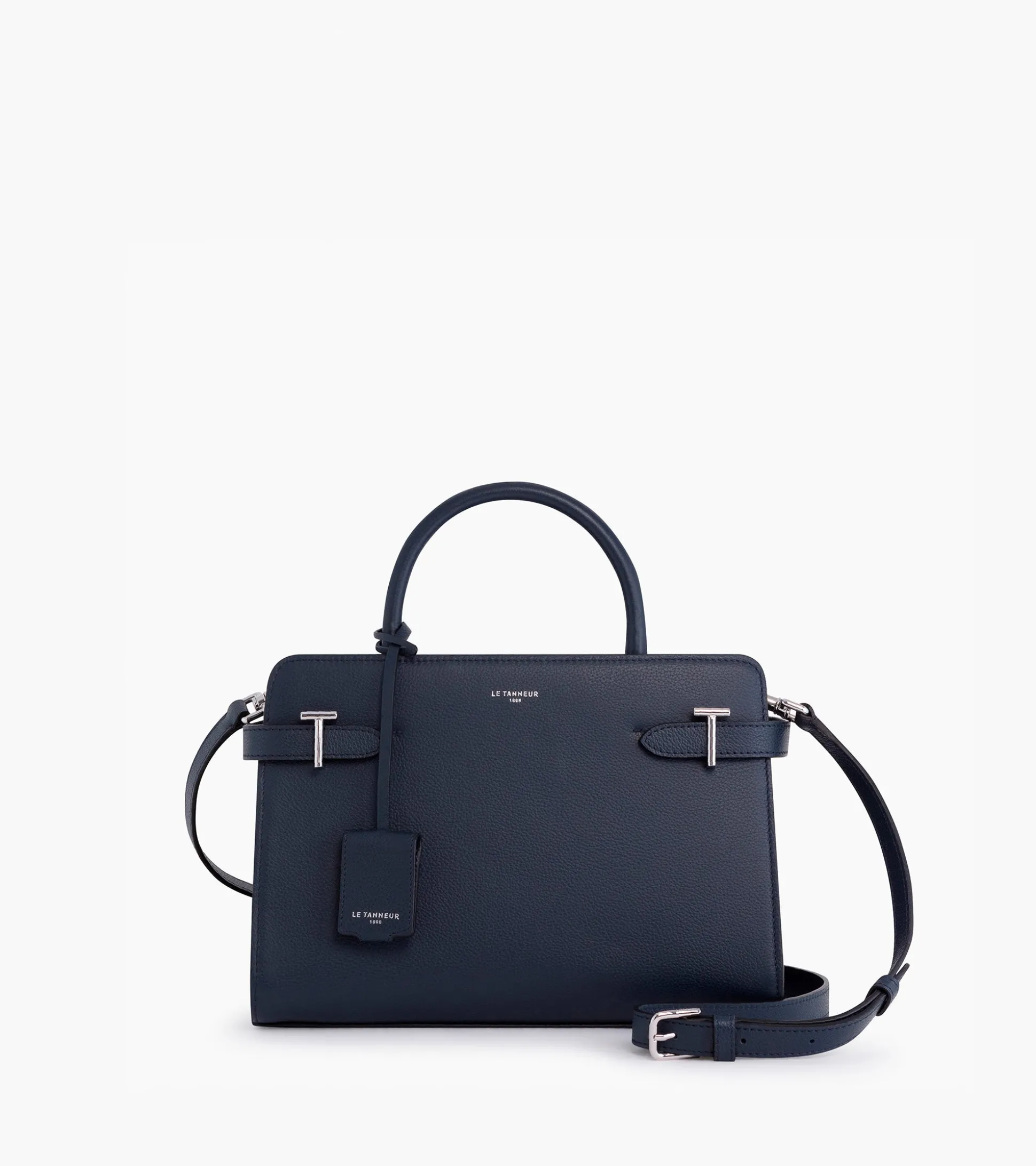 Sac à main moyen modèle Emilie en cuir grainé - Twilight Blue