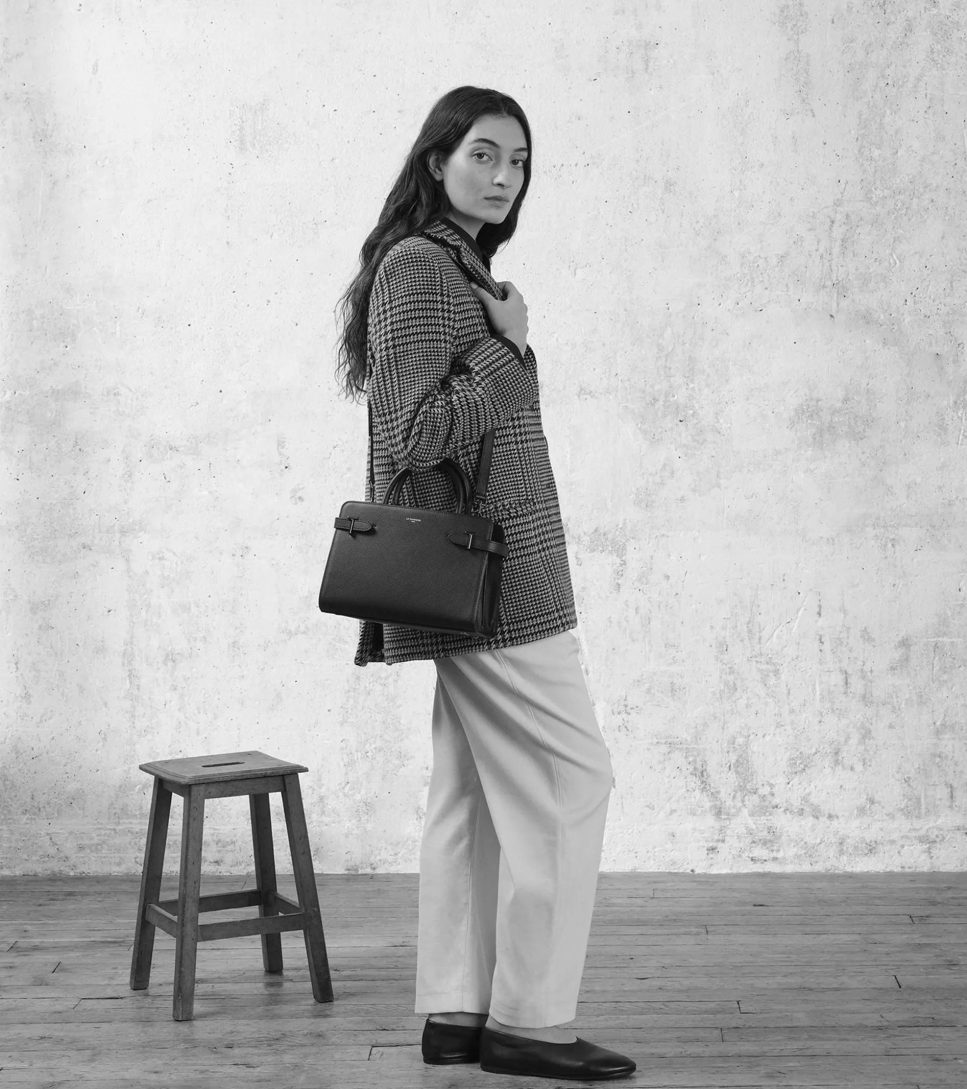 Sac à main moyen modèle Emilie en cuir grainé - Twilight Blue