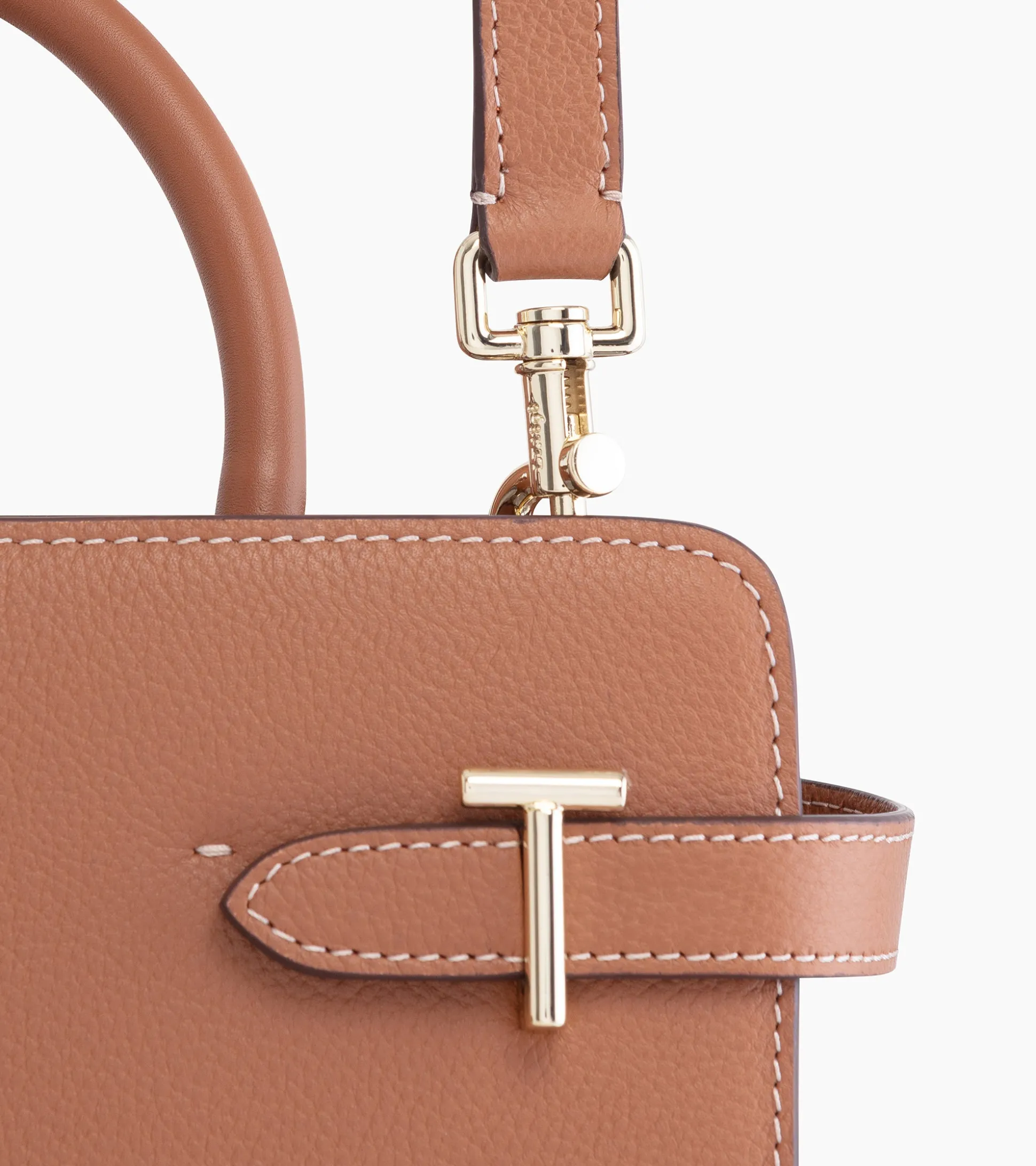 Sac à main moyen modèle Emilie en cuir grainé - Brown Tan