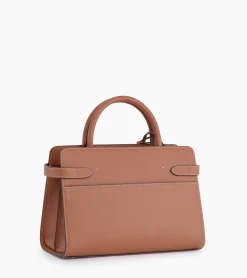 Sac à main moyen modèle Emilie en cuir grainé - Brown Tan