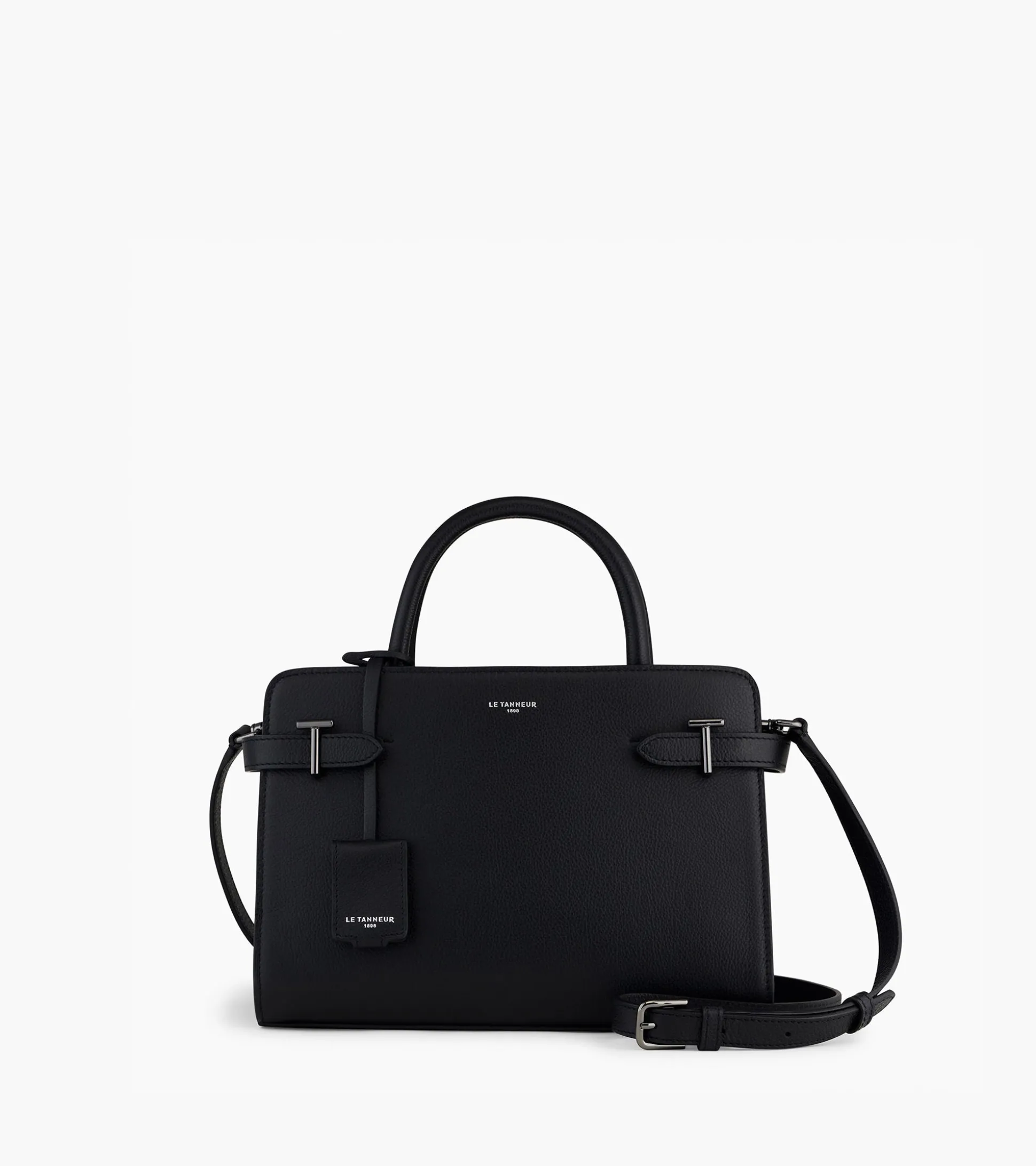 Sac à main moyen modèle Emilie en cuir grainé - Black