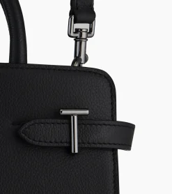 Sac à main moyen modèle Emilie en cuir grainé - Black