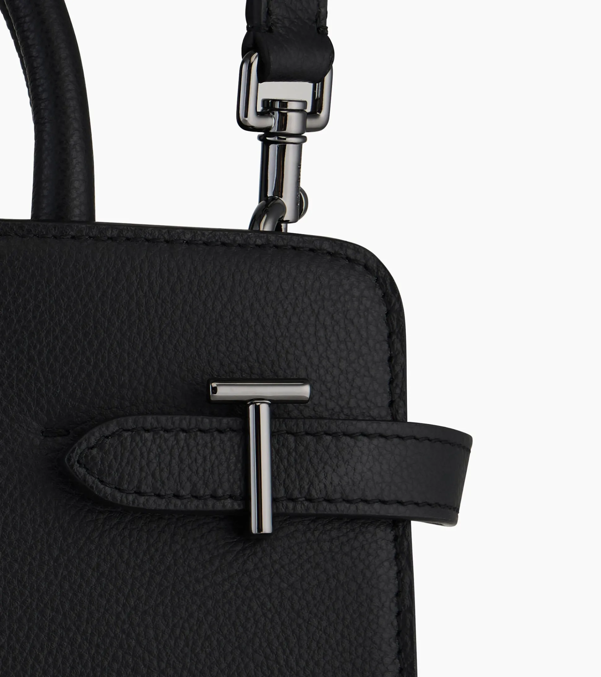 Sac à main moyen modèle Emilie en cuir grainé - Black