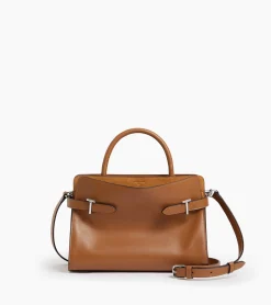 Sac à main moyen modèle Emie en cuir lisse et nubuck - TAN