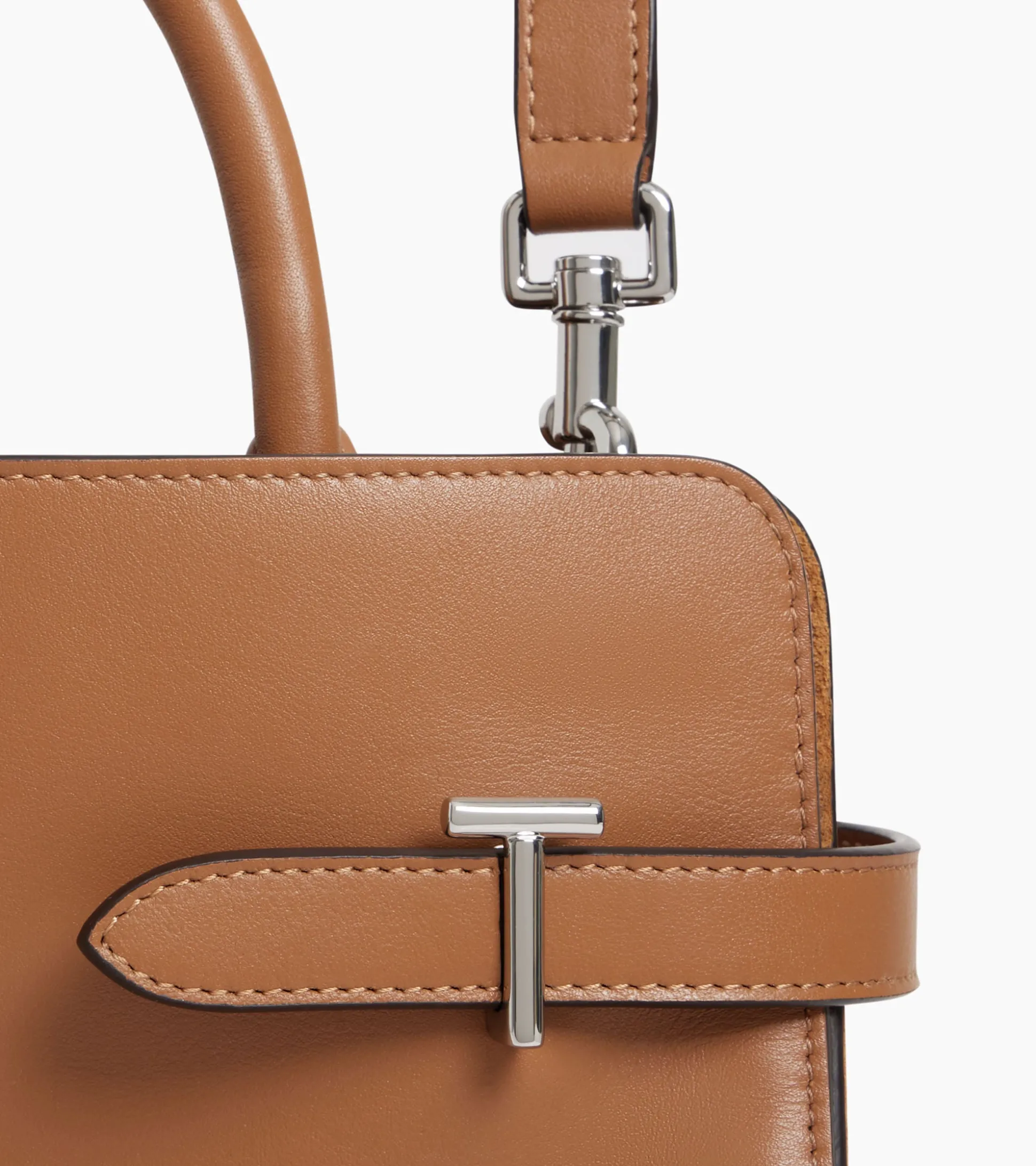 Sac à main moyen modèle Emie en cuir lisse et nubuck - TAN