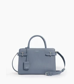 Sac à main moyen modèle Emilie en cuir signature T - BLEU ARGILE