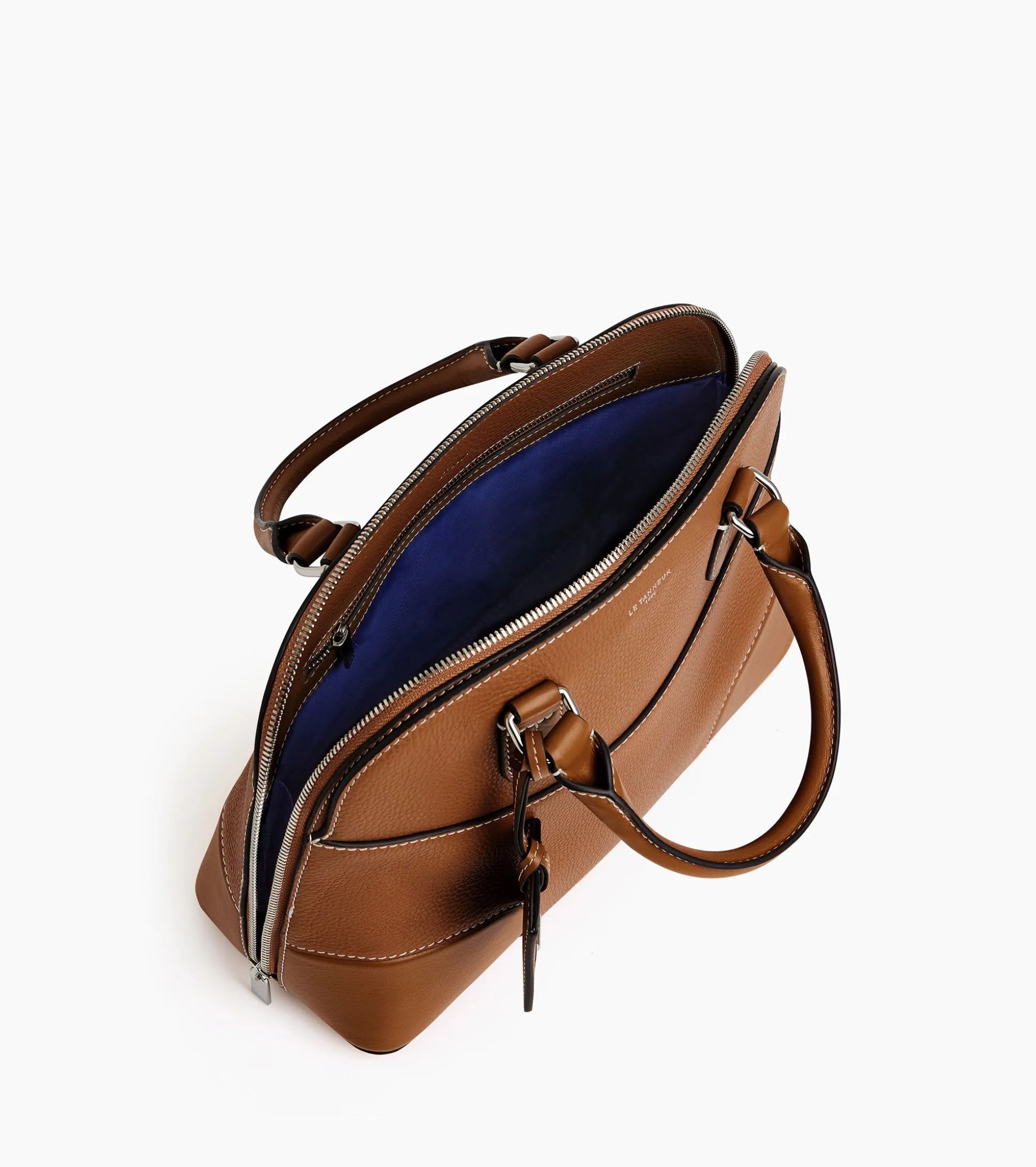 Sac à main moyen modèle Romy en cuir grainé et lisse - Brown Tan