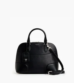 Sac à main moyen modèle Romy en cuir grainé et lisse - Black