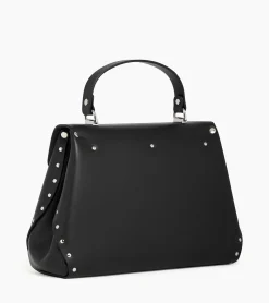 Sac à main moyen modèle Sans Couture en cuir lisse - Black
