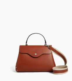 Sac à main moyen modèle Sans Couture en cuir lisse - Mahogany Brown