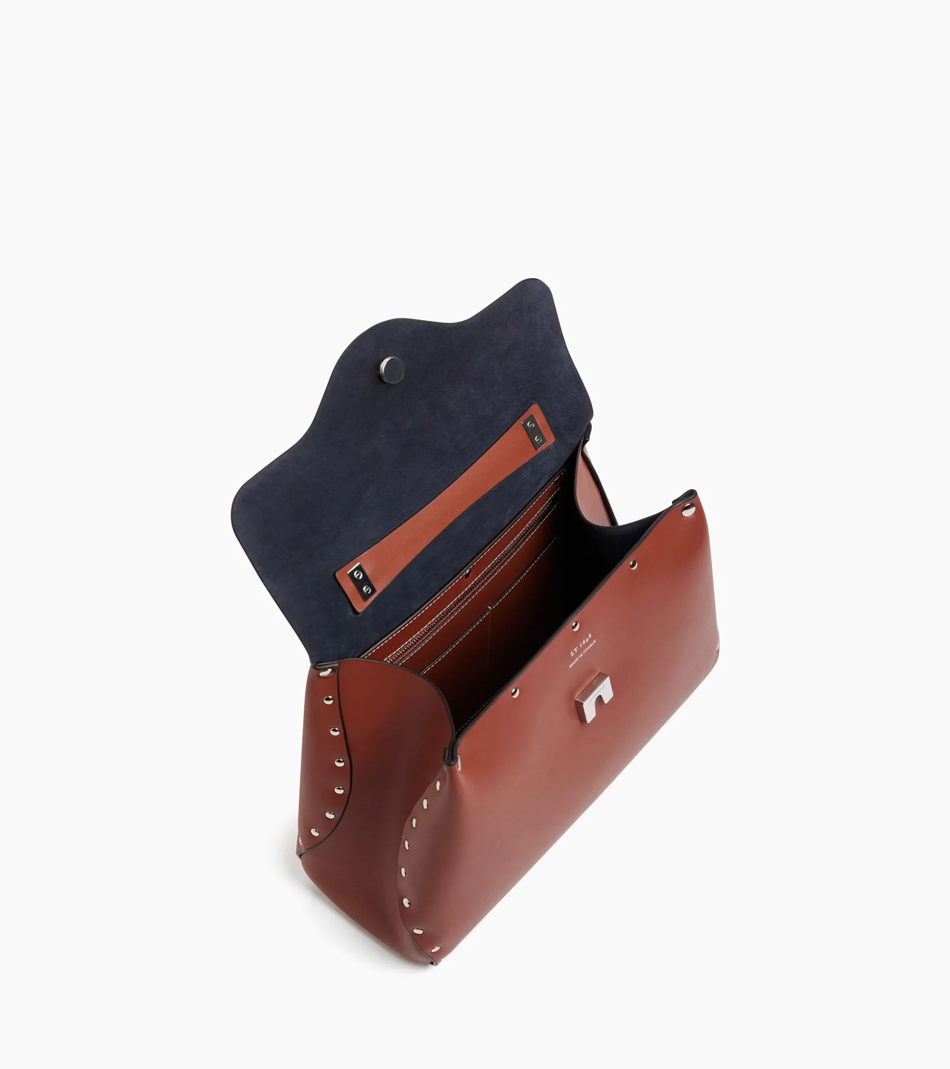Sac à main moyen modèle Sans Couture en cuir lisse - Mahogany Brown