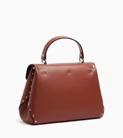 Sac à main moyen modèle Sans Couture en cuir lisse - Mahogany Brown