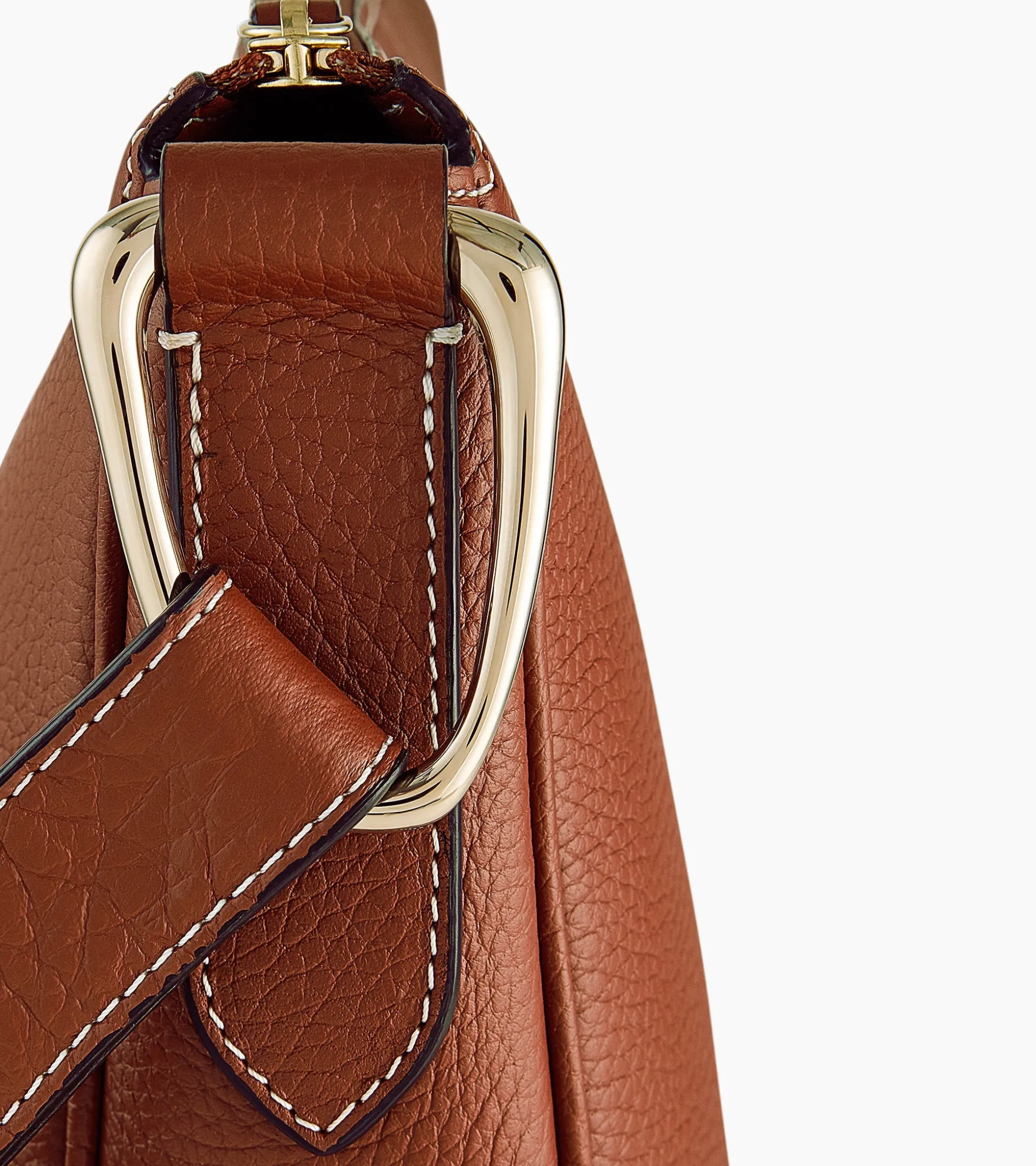 Sac bandoulière moyen modèle Madeleine en cuir grainé - Mahogany Brown
