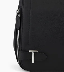 Sac bandoulière moyen modèle Simone en cuir grainé - Black