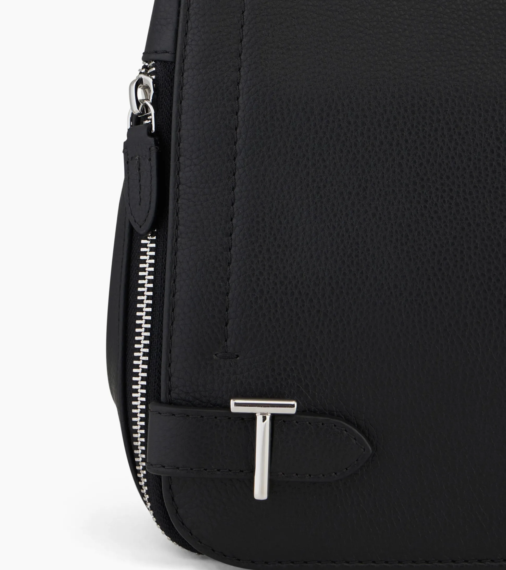 Sac bandoulière moyen modèle Simone en cuir grainé - Black