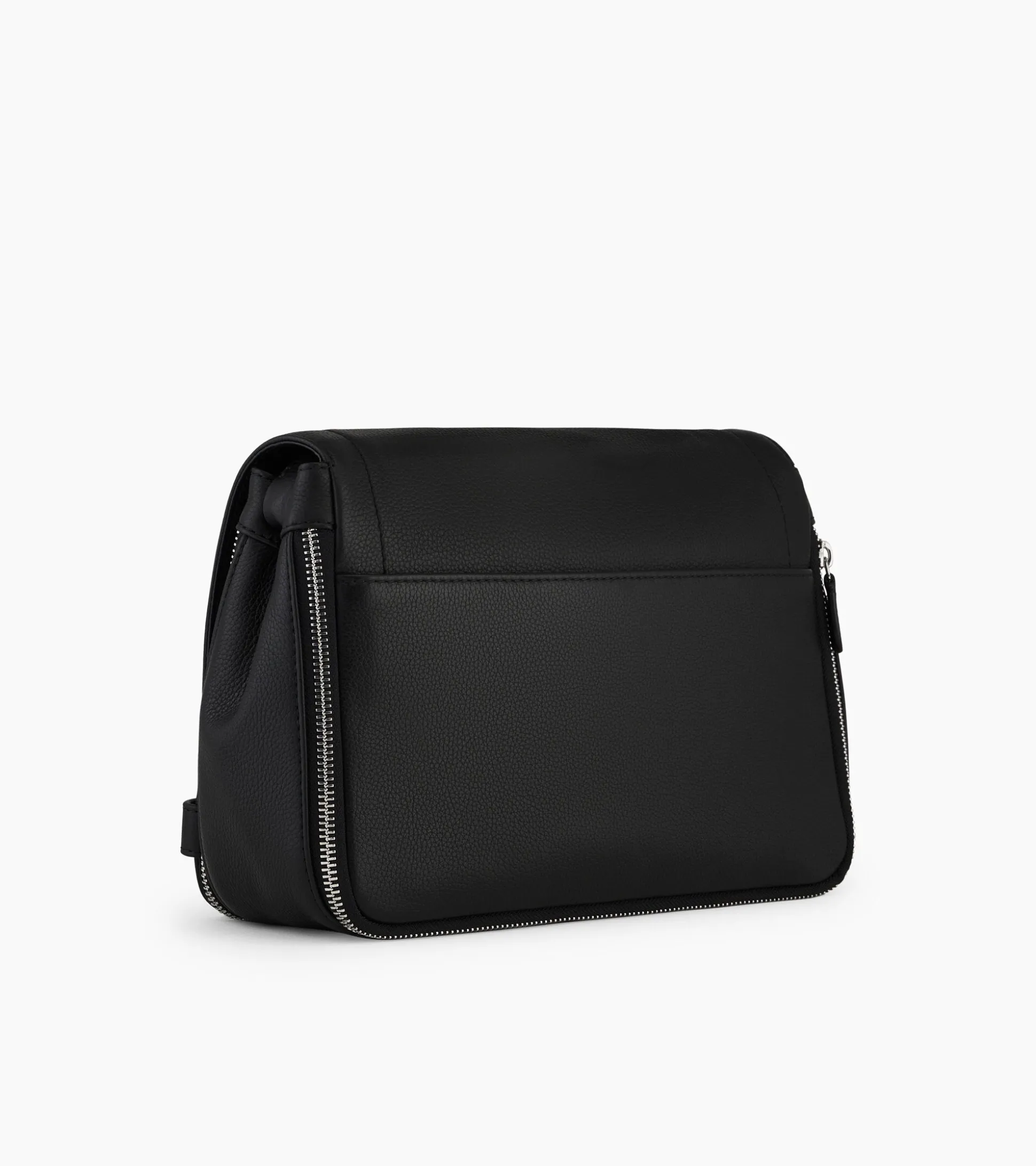 Sac bandoulière moyen modèle Simone en cuir grainé - Black