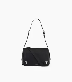 Sac bandoulière moyen modèle Simone en cuir grainé - Black