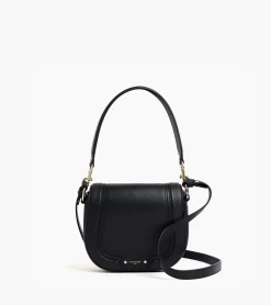 Sac bandoulière moyen modèle Ella en cuir grainé - Black