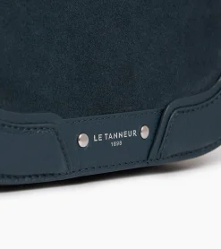 Sac bandoulière moyen modèle Ella en cuir grainé et nubuck - Twilight Blue