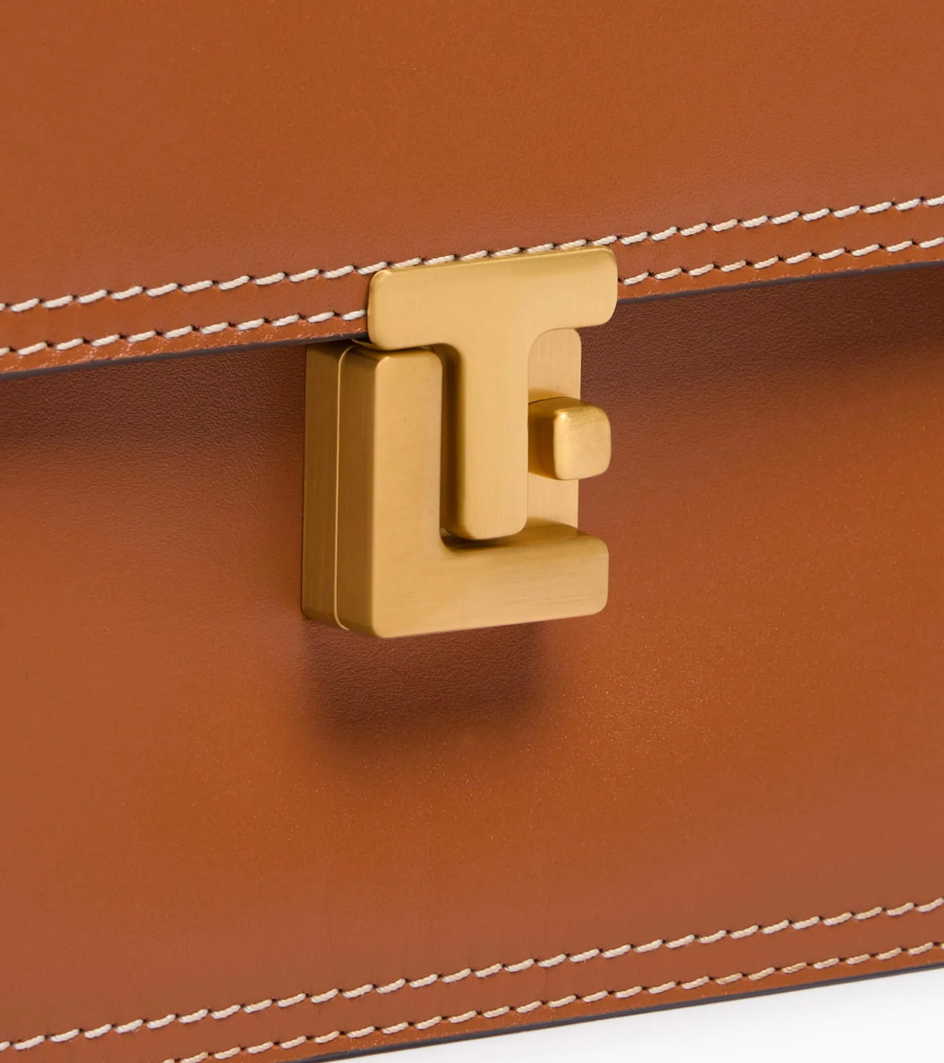 Sac bandoulière moyen modèle Rose en cuir lisse - Brown Tan
