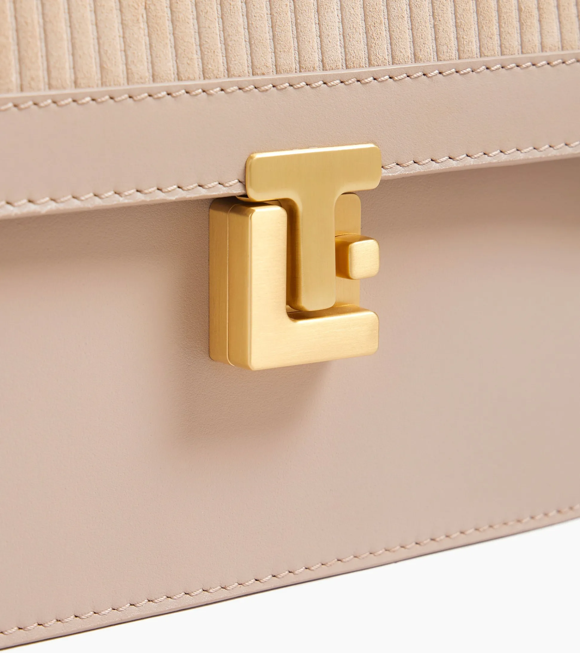 Sac bandoulière moyen modèle Rose en cuir côtelé et cuir lisse - GREGE 1