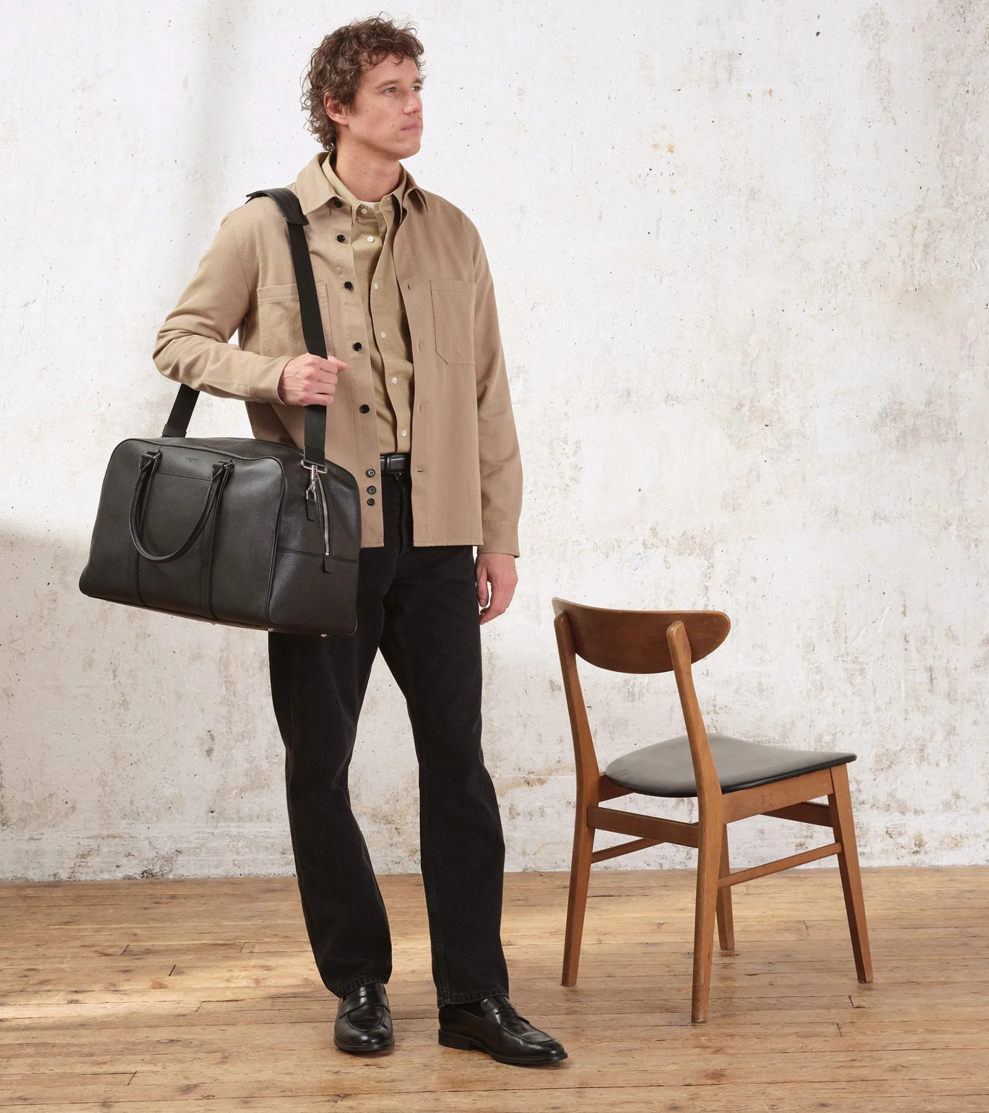 Sac de voyage 48h Charles en cuir grainé - Black