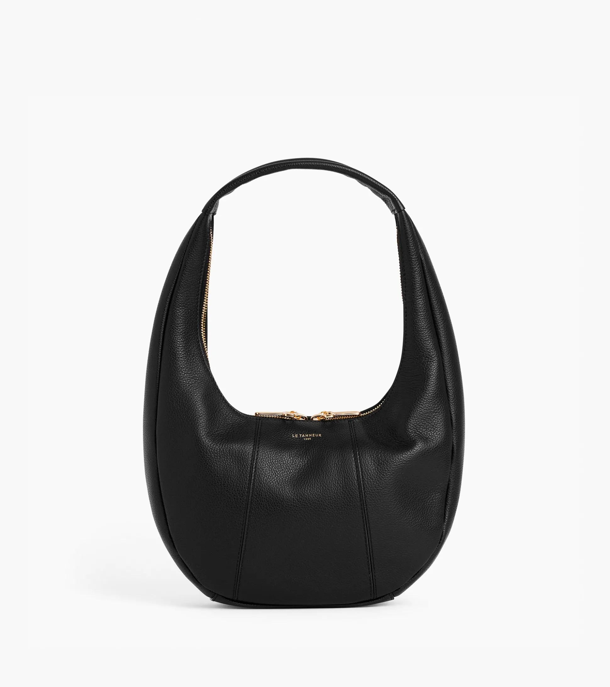 Sac hobo moyen modèle Juliette en cuir grainé - Black