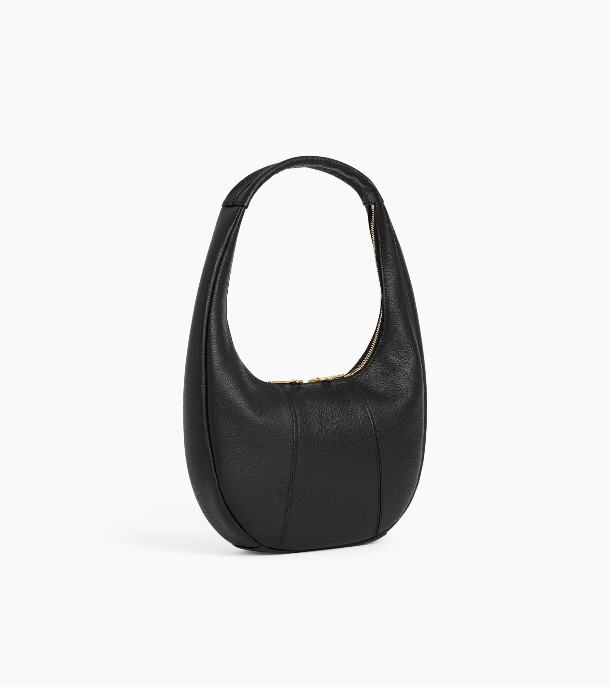 Sac hobo moyen modèle Juliette en cuir grainé - Black