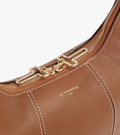 Sac hobo moyen modèle Juliette en cuir grainé - Brown Tan