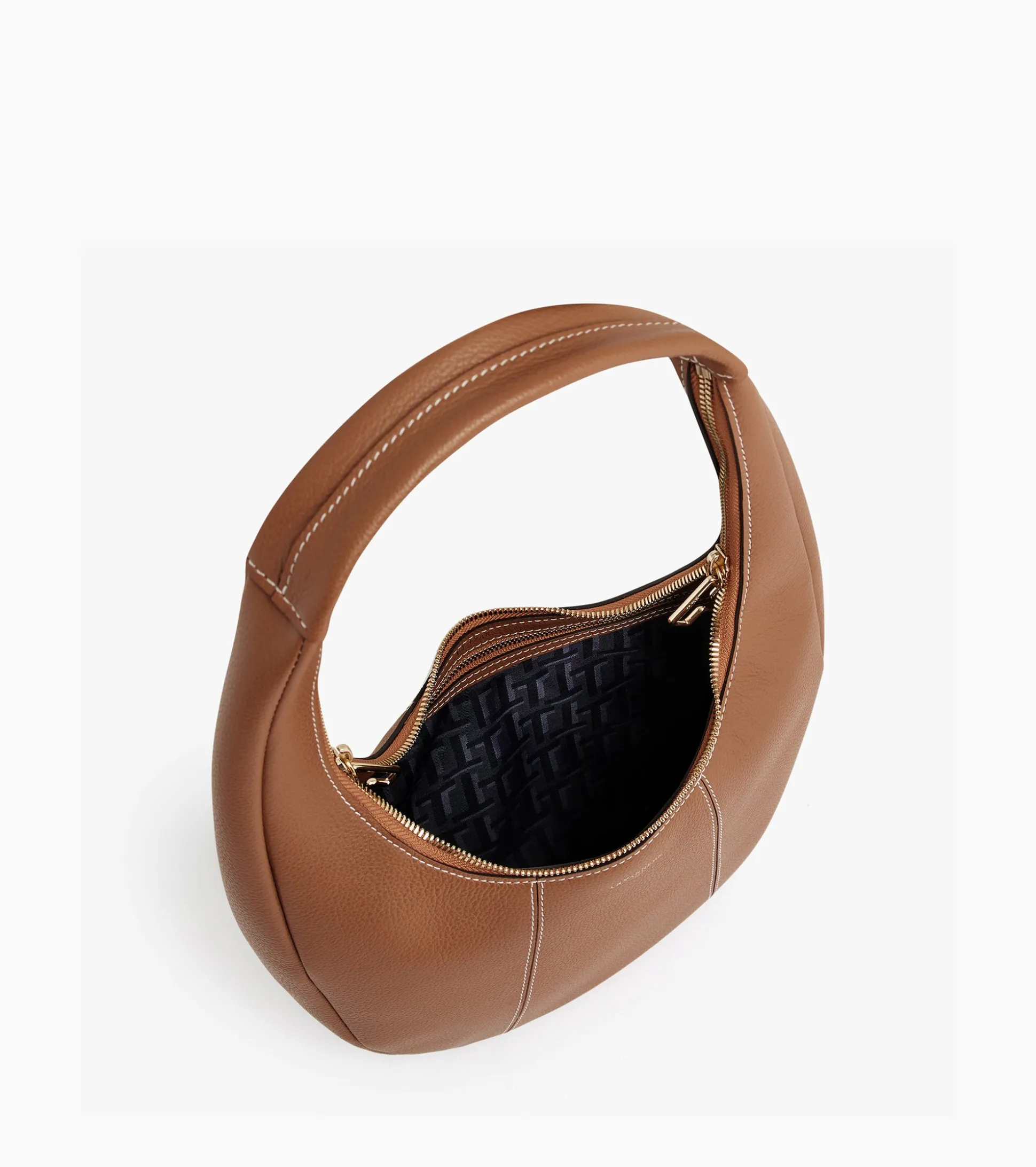 Sac hobo moyen modèle Juliette en cuir grainé - Brown Tan