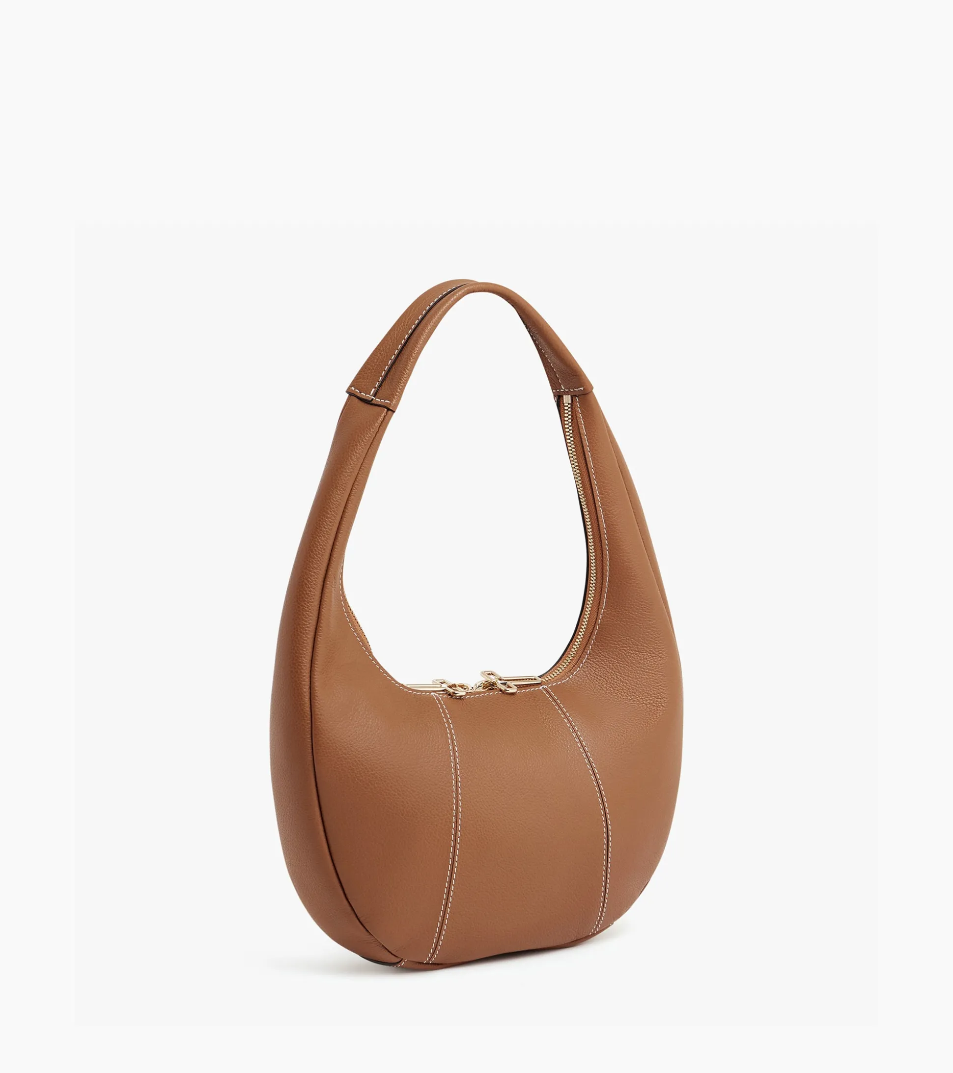 Sac hobo moyen modèle Juliette en cuir grainé - Brown Tan