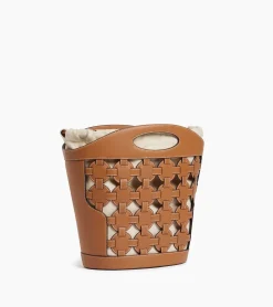 Sac seau Le Potier en toile coton et cuir lisse - TAN