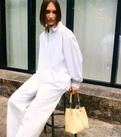 Sac seau Louise en cuir grainé - AURORE-GREGE