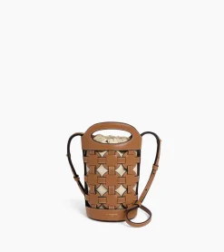 Sac seau porte-bouteille Maison Abelé en toile coton et cuir lisse - Brown Tan