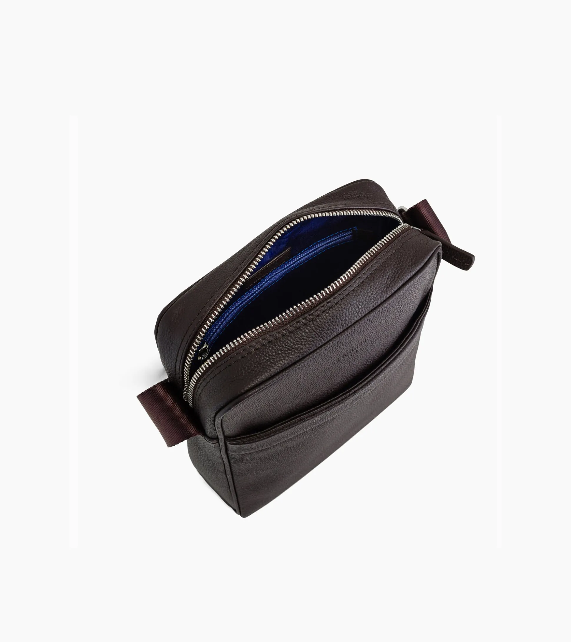 Sacoche moyen modèle Charles en cuir grainé - Coffee Brown