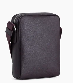 Sacoche moyen modèle Charles en cuir grainé - Coffee Brown