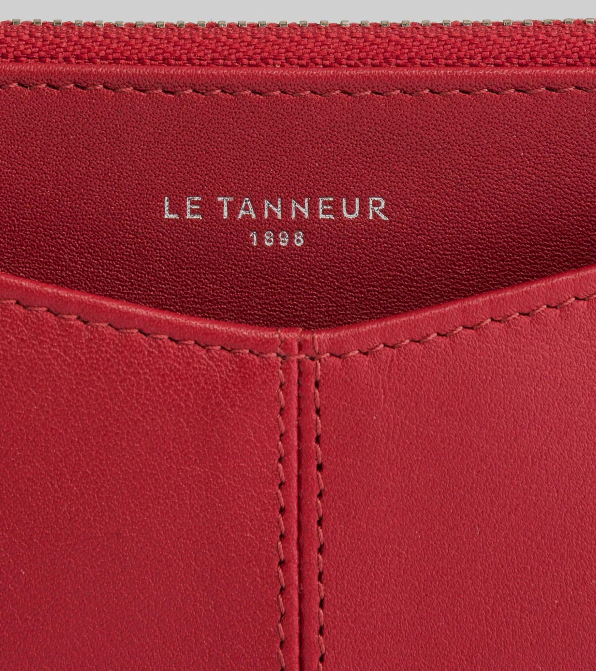 Étui clés zippé Charlotte en cuir lisse - Garnet red